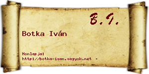 Botka Iván névjegykártya